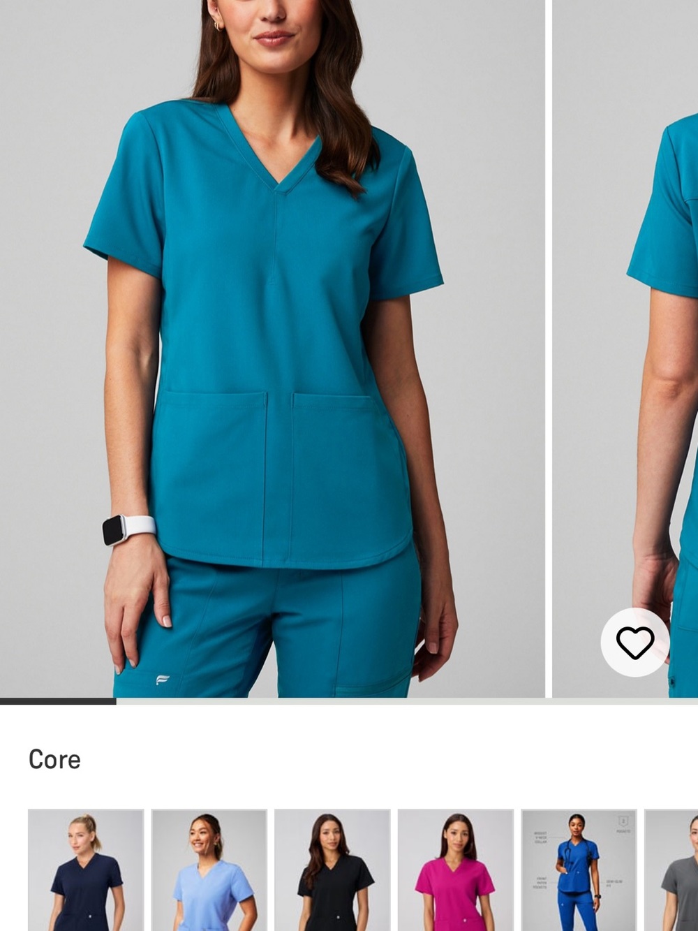 Fabletics Women's V-Neck Scrub Top in Teal Blue